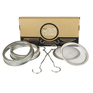 Trellis + Co. | Stainless Steel Sprouting Kit, 2 Pack & Sprouting Stands | Rust Proof 316 Stainless, Curved Mesh.
