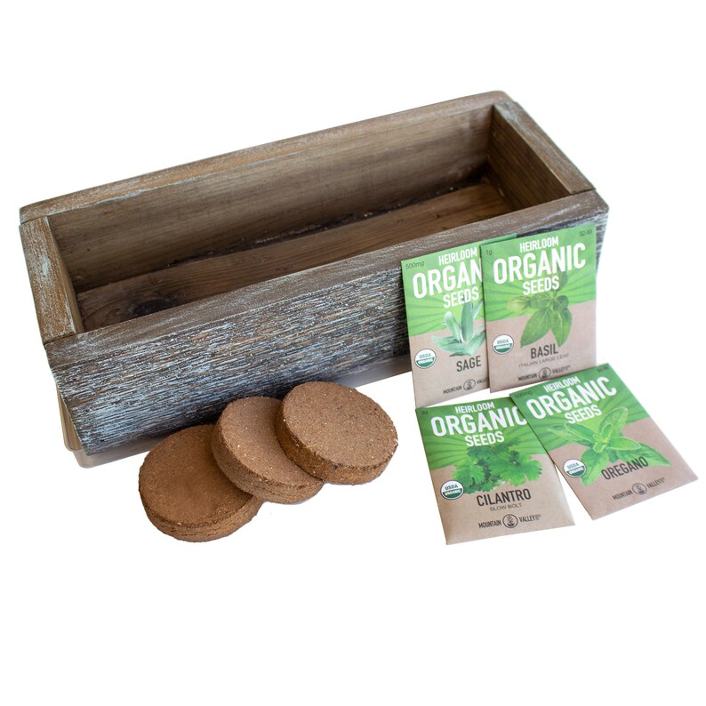Barnwood Planter Organic Culinary Herb Garden Kit Etsy