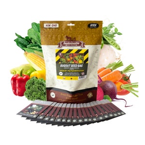 Bug Out Bag Survival Garden Vegetable & Herb Seeds ~12,000 Seeds - Collection of 19 Heirloom Seed Varieties for Emergency Seed Vault