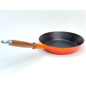 Le Creuset Enamel on Cast Iron #24 Flame Orange Skillet with Wood Handle