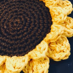 Set of 2 Crochet Sunflower Coasters