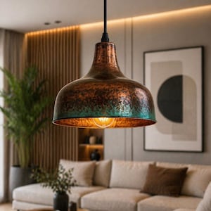 Handmade Moroccan Copper Lamp – Vintage Pendant Light, Boho Ceiling Lighting, Rustic Home Decor Fixture