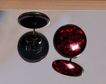 Crushed Fire Opal Stud Earrings / Gemstone Studs / Statement Earrings
