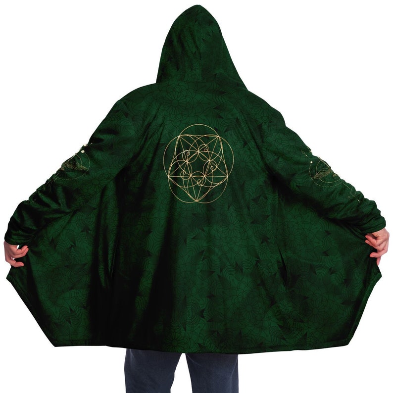 Festival Cloak / Micro Mink Fleece Lined Rave Cloak / Trippy Hooded Cape / Psychedelic Spheres Mens Rave Wear image 1