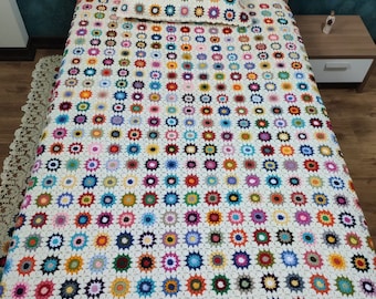 Granny Square Blanket ,Crochet Blanket ,Floral Blanket, Handmade Blanket, Home Hecor ,Gift Blanke