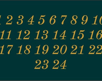 Adventskalender Aufkleber Zahlen Klebezahlen 1 bis 24  Farbewahl verschieden Größen Adventskalenderzahlen selbstklebend