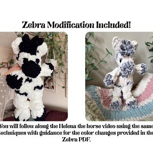 Helena the Horse 5 In 1 Finger Knitting Pattern- Horse, Zebra, Unicorn, Pegasus, & Donkey image 6