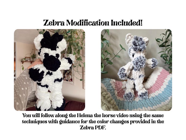 Helena the Horse 5 In 1 Finger Knitting Pattern- Horse, Zebra, Unicorn, Pegasus, & Donkey image 6