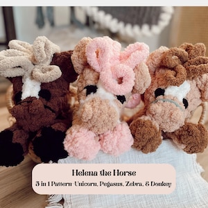 Helena the Horse 5 In 1 Finger Knitting Pattern- Horse, Zebra, Unicorn, Pegasus, & Donkey