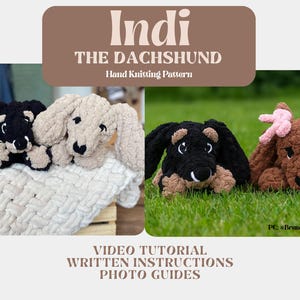 Indi the Dachshund Finger Knit Pattern / Weeny Dog Pattern / Puppy Hand Knit Pattern / Finger Knit Pattern / Chunky Knit Puppy