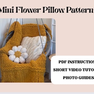 Mini Flower Pillow Pattern: Chunky Knit, 12x12 Inch (PDF Pattern)