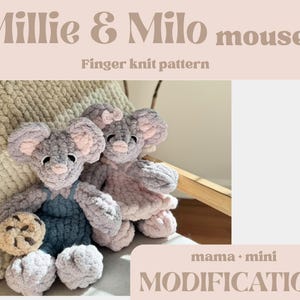 MILLIE & MILO MICE / Finger Knit Mice / Video Tutorial / Chunky Knit Mouse / Luna Deer Modification / Cozy Cloud Knits Modification pattern