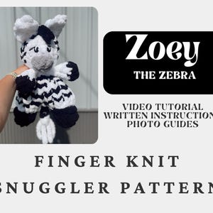 Zoey Zebra Snuggler Pattern / Finger Knit Pattern / Full Video Tutorial / Chunky Knit Zebra / Chunky Knit Pattern