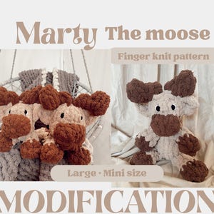 MARTY MOOSE / Video Tutorial / Finger Knit Moose Snuggler / Chunky Knit Moose / ZARA Lion Modifification