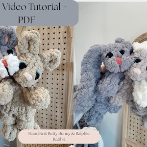 Finger Knit Betty Bunny & Ralphie Rabbit (Full Video Tutorial)