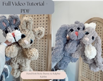 Finger Knit Betty Bunny & Ralphie Rabbit (Full Video Tutorial)