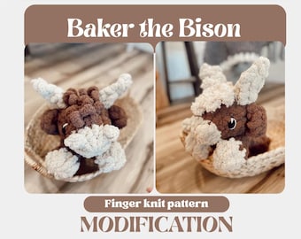Baker the Bison: Finger Knit Modification Pattern (PDF)