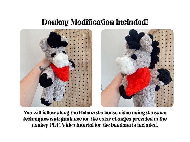 Helena the Horse 5 In 1 Finger Knitting Pattern- Horse, Zebra, Unicorn, Pegasus, & Donkey image 5