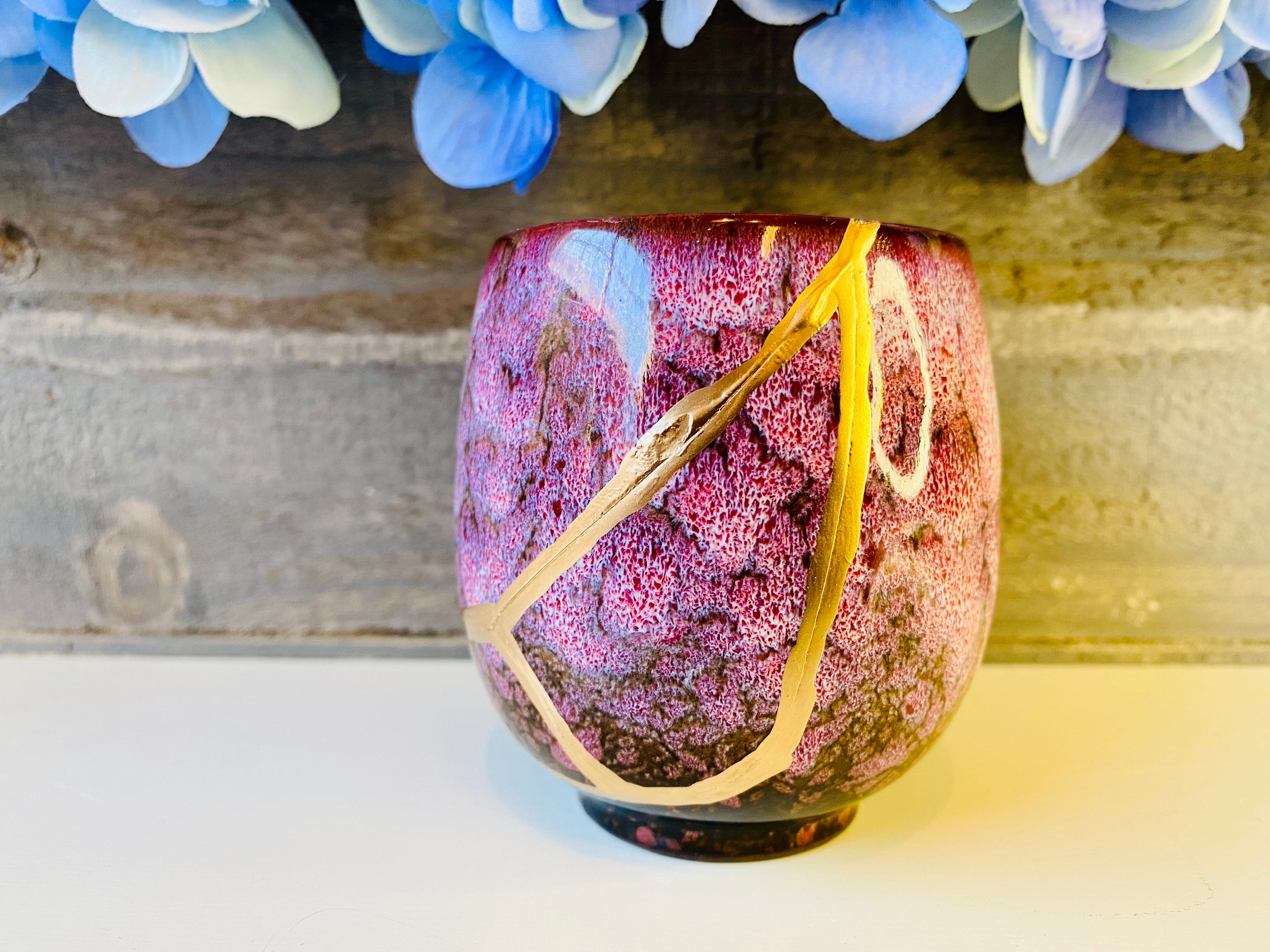 Kintsugi, Kintsugi Pink Teacup, Anniversary Gift, Handmade, Gift For Her, Personalized Gift, Minimalist, Wall Art, Pink Color Dipped Cup