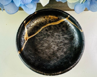 Kintsugi Bowl Bronze Anniversary Bowl, Kintsugi Pottery, Ceramic Gift, Minimalist, Handmade Gifts, Small Trinket Dish, Home Decor