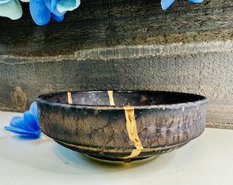 Kintsugi Bowl, Kintsugi Bronze Round Bowl, Kintsugi Pottery, Home Gifts, Minimalist, Handmade Gifts, Small Trinket Dish, Home Decor