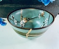 Kintsugi Bowl, Kintsugi Teal Aqua Bowl, Kintsugi Bowl, Minimalist, Anniversary, Wedding Gift, Home Decor, Kintsugi Art, Green Blossom Bowl