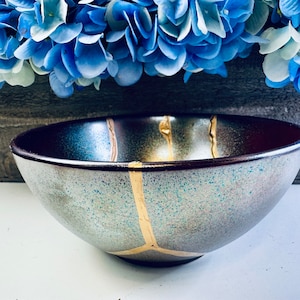 Kintsugi, Kintsugi Bronze Anniversary Bowl, Copper Iridium Art, Gift For Her, Minimalist, Handmade Gifts, Home Decor, Japanese