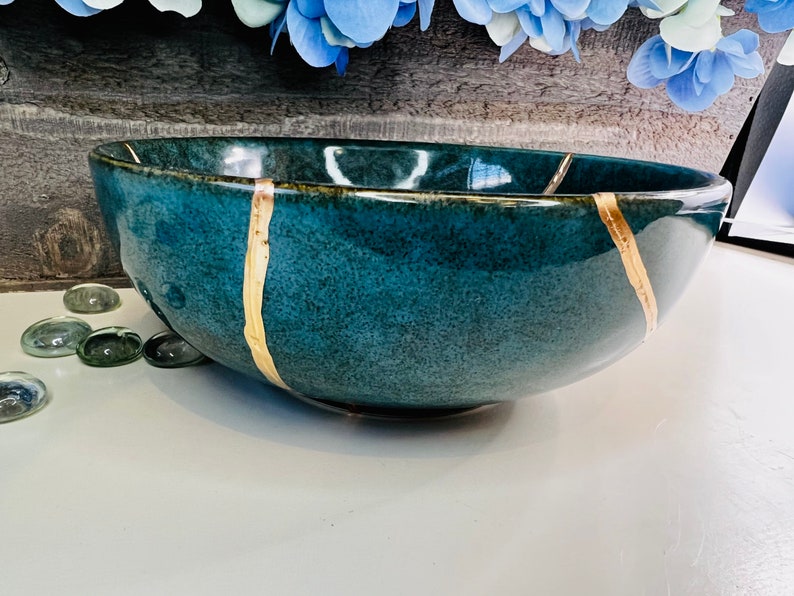 Kintsugi, Kintsugi Bowl Emerald Green Bowl, Fall Decor, Gifts For Her, Handmade Gifts, Minimalist, Kintsugi Emerald Bowl image 9