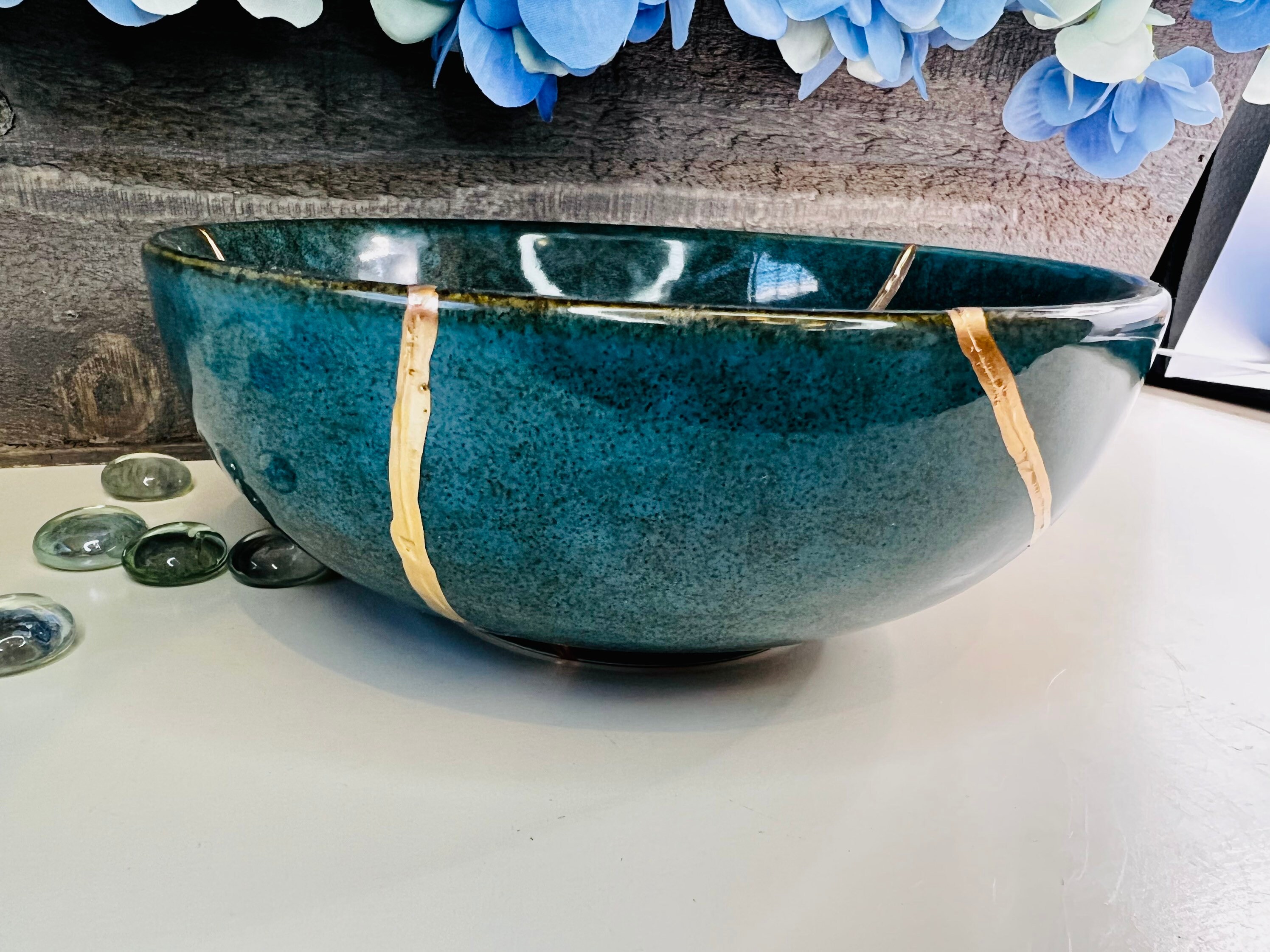 Kintsugi Bowl, Kintsugi Emerald Green Bowl, Home Decor, Gifts For Her