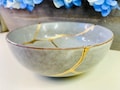 Kintsugi Pottery, Kintsugi Grey Shadowed Bowl, Valentines Day Gift, Gifts For Her, Handmade Gift, Kintsugi Pottery, Home Decor, Kintsugi Gol