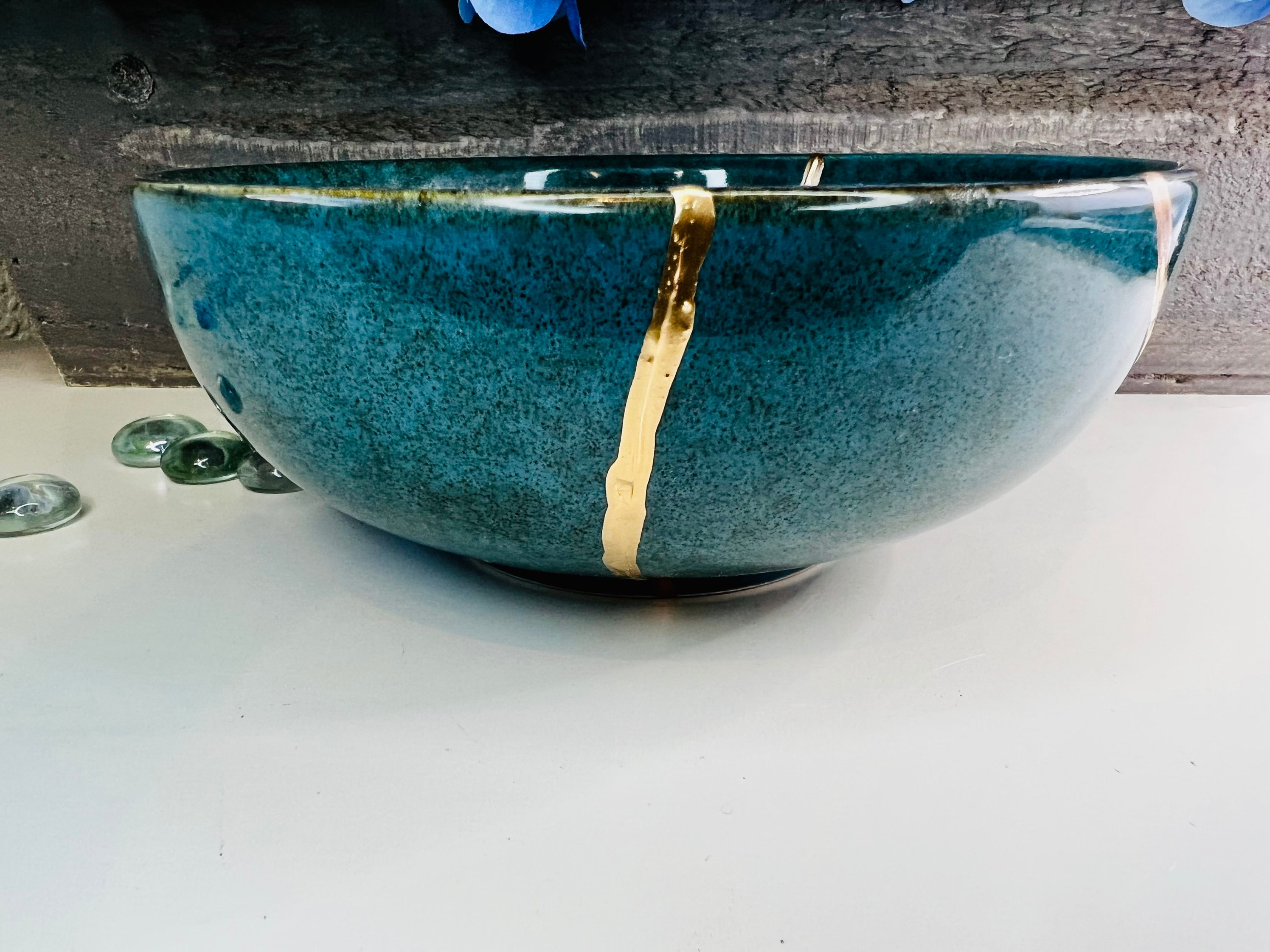 Kintsugi Bowl, Kintsugi Emerald Green Bowl, Home Decor, Gifts For Her