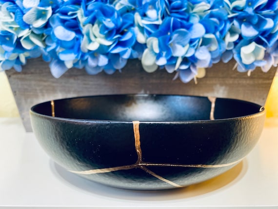 Kintsugi Bowl, Kintsugi Deep Blue Ocean Bowl, Home Decor, Kintsugi