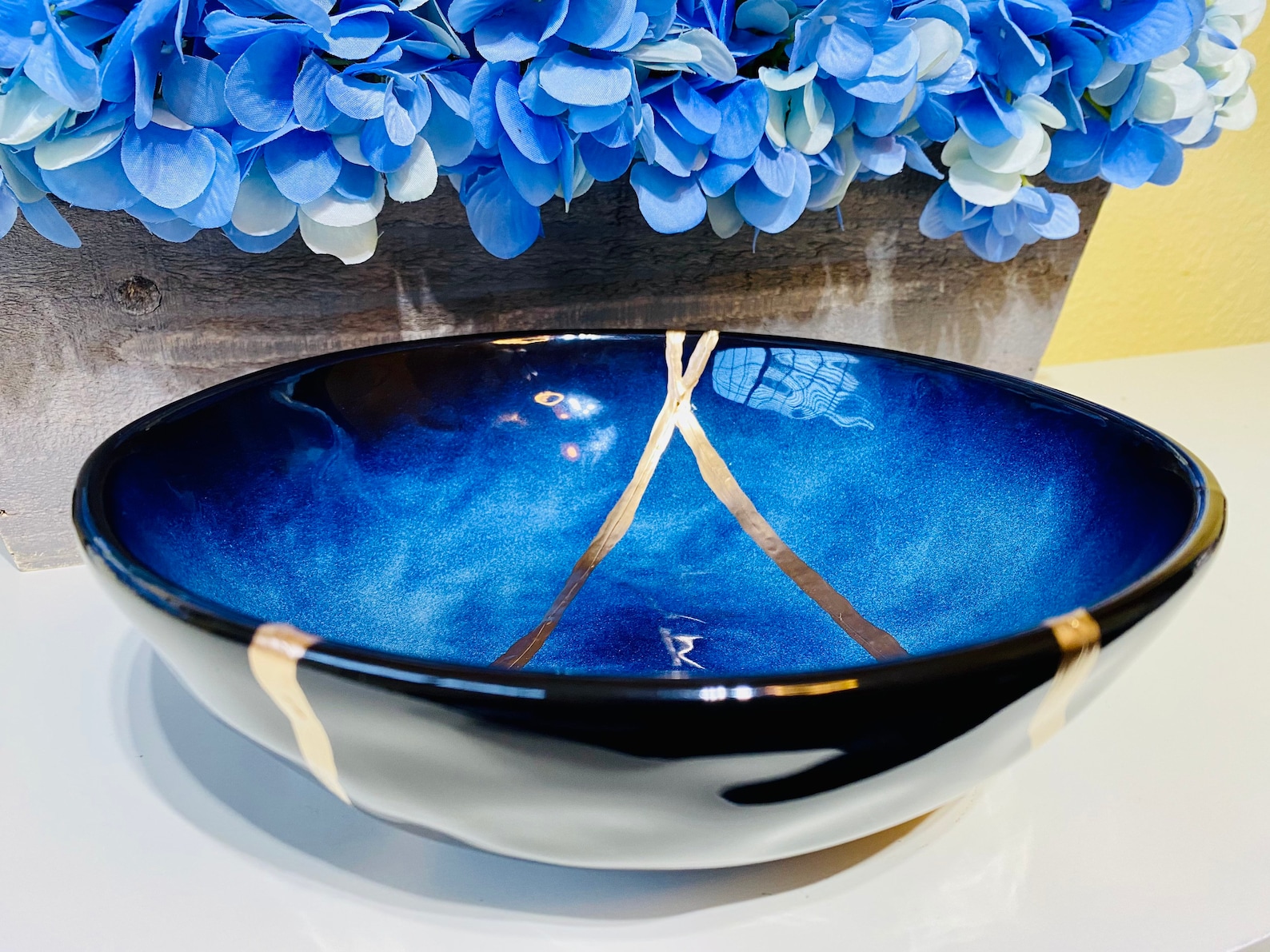 Kintsugi Bowl Kintsugi Egg Blue Bowl Kintsugi Pottery Gift Etsy