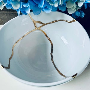 Kintsugi, Kintsugi-kom, grote ivoren serveerschaal, Kintsugi-kunst, gepersonaliseerd cadeau, handgemaakt, voor papa, natuurlijke onregelmatige kom, minimalistisch