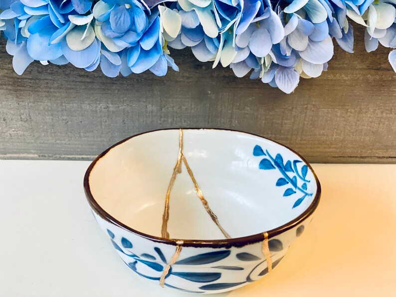 Kintsugi Bowls Kintsugi White Petal Bowl Kintsugi Pottery Etsy