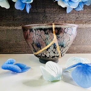 Kintsugi Bowl, Kintsugi Dragon Scale Teacup, Kintsugi Art, Bronze Anniversary Gift, Hamdmade, Home Decor, Minimalist, For Dad, Wall Art
