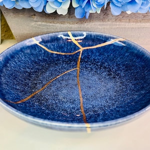 Kintsugi Bowl, Kintsugi Blue Liquid Bowl, Personalized Gift, Easter, Anniversary, Gift For Her, Wedding, Minimalist, Home Decor
