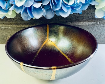 Kintsugi Bowl, Kintsugi Bronze Anniversary Bowl, Copper Iridium Art, Personalized Gift For Her, Minimalist, Handmade Gifts, Home Decor