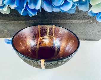 Kintsugi, Kintsugi Bowl, Gloss Bronze Bowl, Personalized Gift, Anniversary Bowl, Kintsugi Pottery, Minimalist, Handmade Gifts, Home Decor