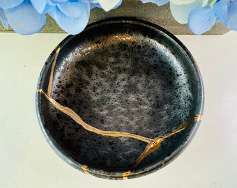 Kintsugi Bronze Anniversary Bowl, Kintsugi Pottery, Ceramic Gift, Minimalist, Handmade Gifts, Small Trinket Dish, Home Decor