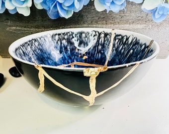 Kintsugi, Kintsugi Bowl, Kintsugi Pottery, Lapis Blue Bowl, Personalized Gift For Her, Handmade, Home Decor, Minimalist, Fine Art Ceramics