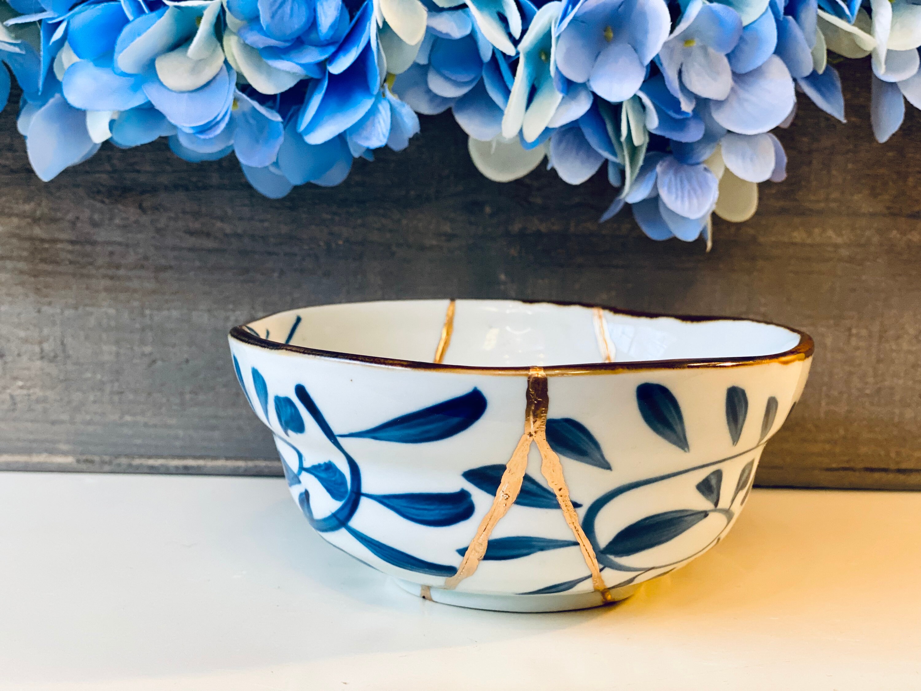 Kintsugi Bowl Kintsugi White Petal Bowl Kintsugi Pottery Etsy