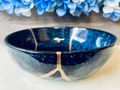 Kintsugi Bowl, Kintsugi Blue Celestial Bowl, Kintsugi Pottery, Handmade Gift Minimalist Ceramic Bowl, Home Decor, Repair, Gift For Her