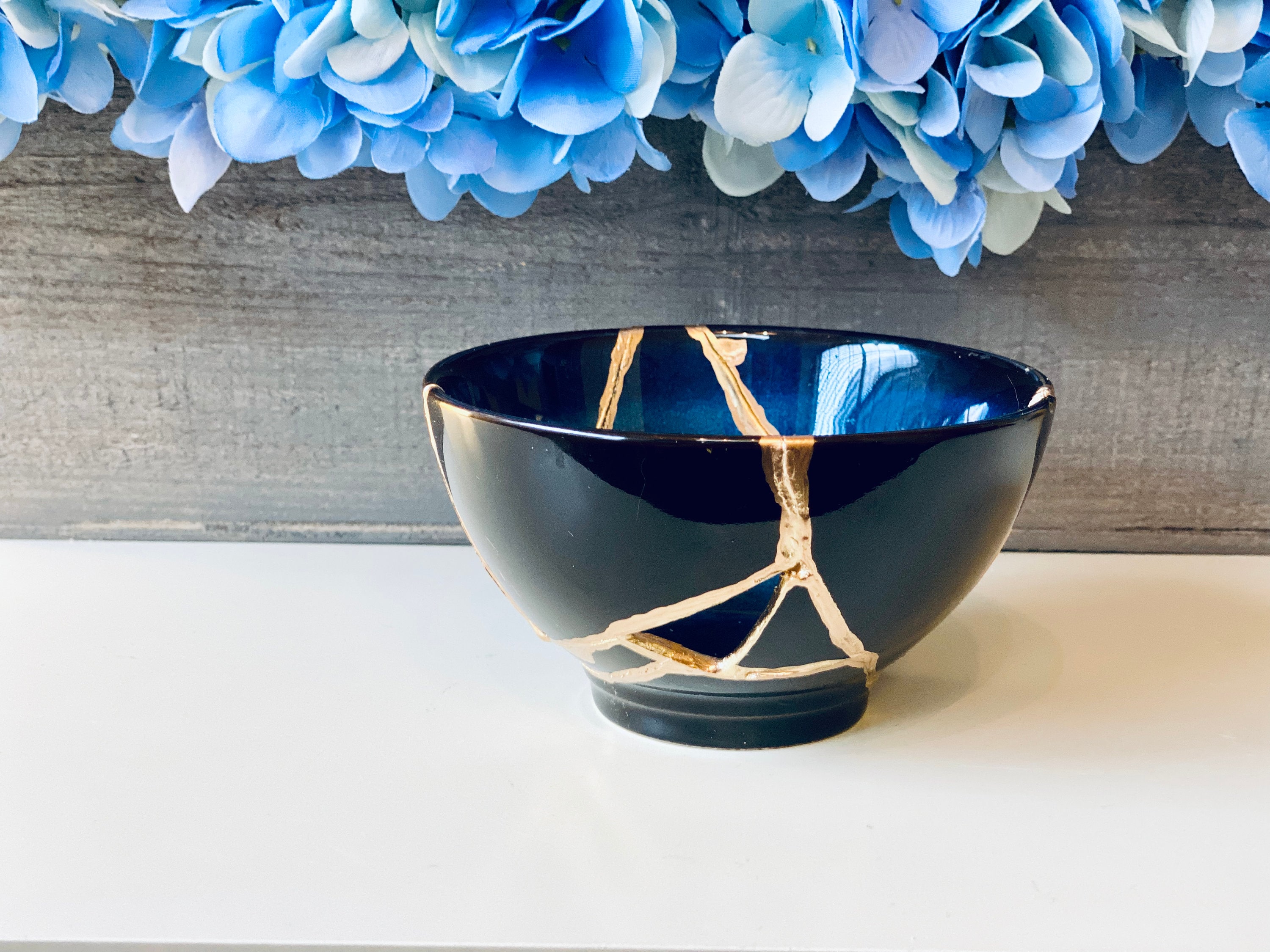 Kintsugi Bowl Kintsugi Blue Bowl Kintsugi Pottery Etsy
