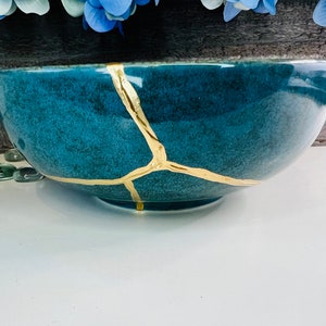 Kintsugi, Kintsugi Bowl Emerald Green Bowl, Fall Decor, Gifts For Her, Handmade Gifts, Minimalist, Kintsugi Emerald Bowl image 10