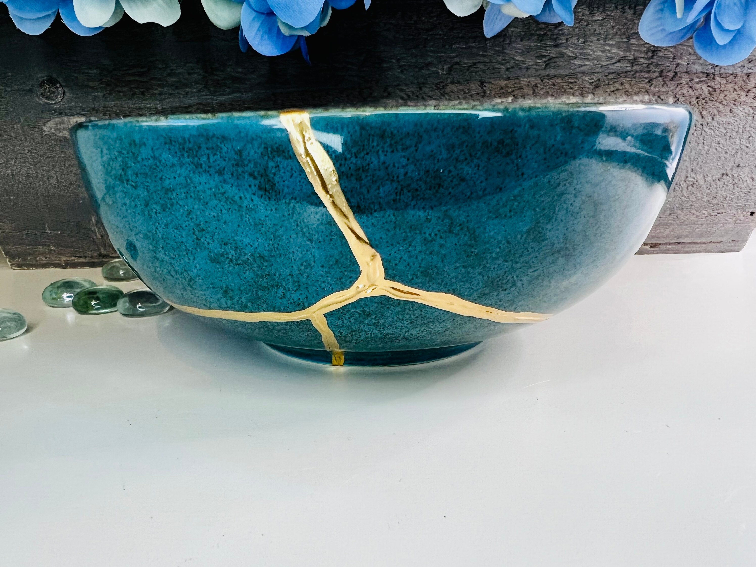 Kintsugi Bowl, Kintsugi Emerald Green Bowl, Home Decor, Gifts For Her