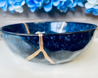 Kintsugi Bowl, Kintsugi Blue Celestial Bowl, Handmade Gift, Kintsugi Pottery, Gift for Her, Home Decor, Minimalist, Kintsugi Blue Bowl