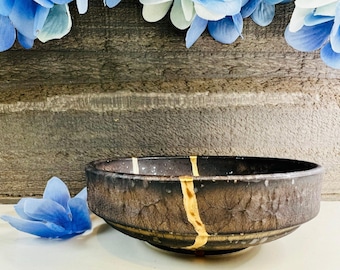 Kintsugi Bronze Stoneware Ring Bowl, Japanese Home Decor, Anniversary Gift