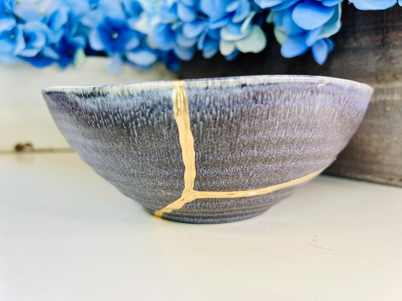 Kintsugi Bowl Kintsugi Charcoal Bowl Kintsugi Pottery Etsy