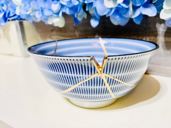 Large Midnight Blue Kintsugi Bowl Kintsugi Home Decor Kintsugi Pottery Wabi  Sabi Blue & Gold birthday Gift Japanese Present 